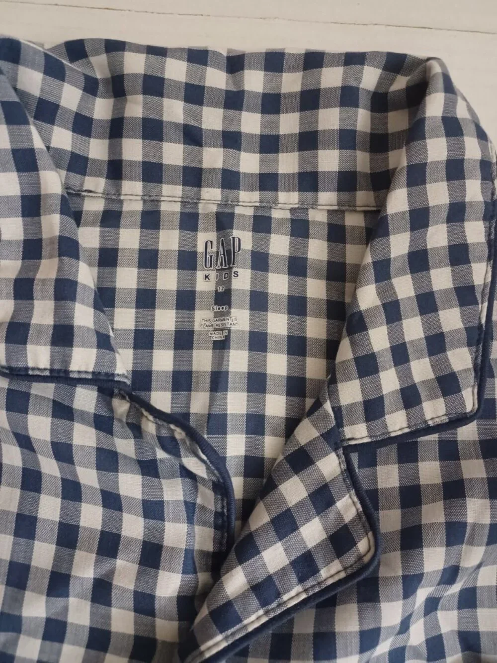 GAP KIDS SLEEP PLAID TWO PIECE PAJAMA SET BLUE WHITE BOYS SIZE 12